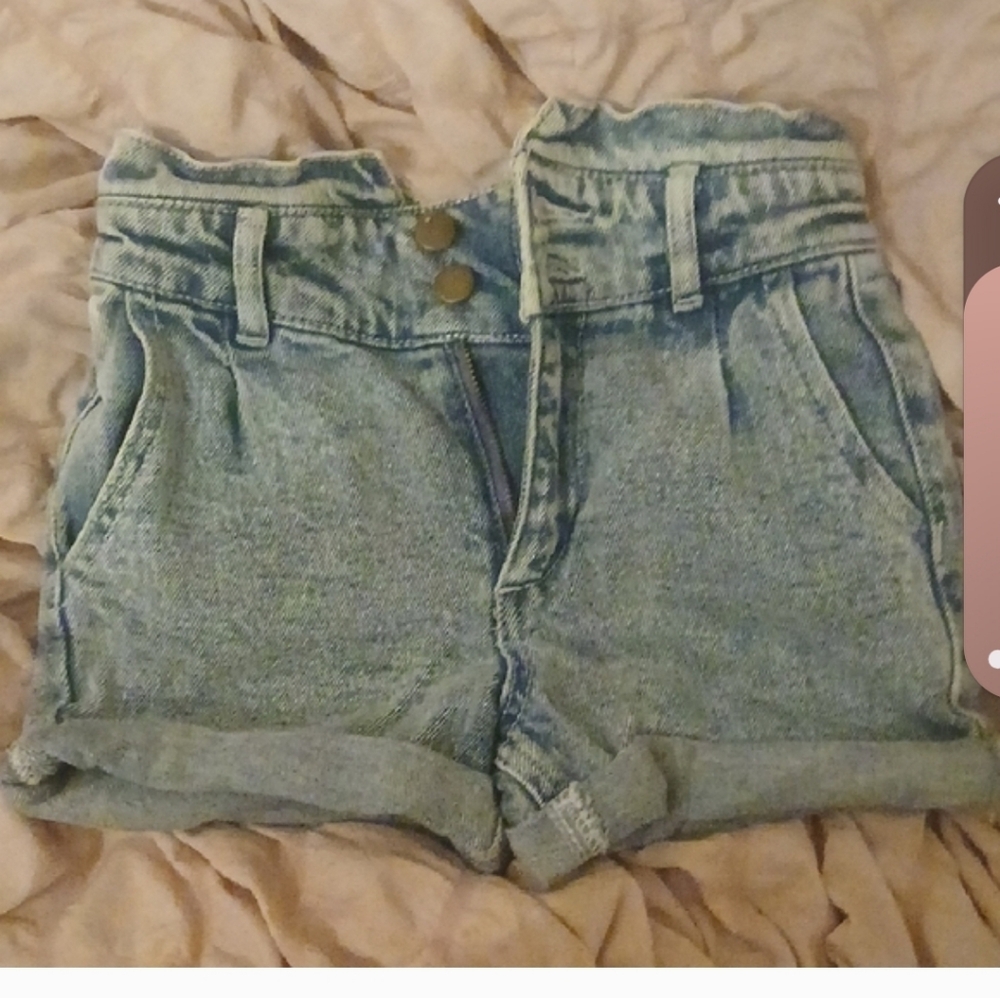 Kids Acid Washed Paperbag Shorts